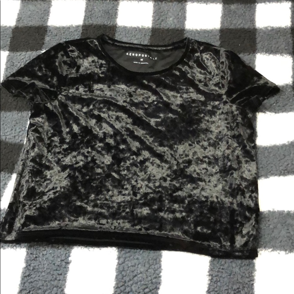 Aeropostale black velvet crop top
